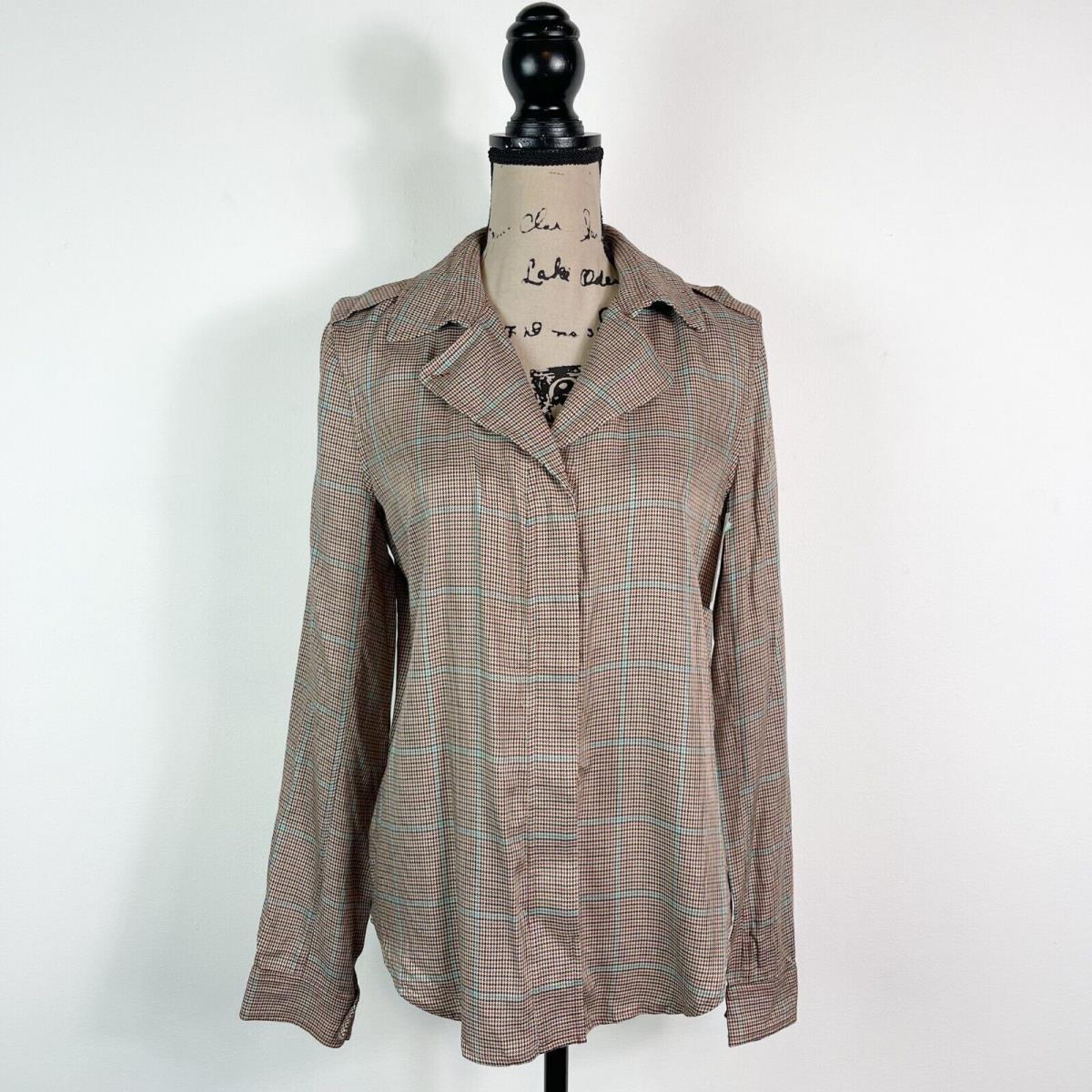 Rag Bone Women`s Tan Multi Field Plaid Shirt Size S