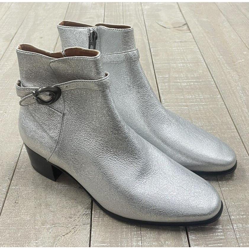 Rag & Bone Chrystie Silver Leather Booties Size: 7