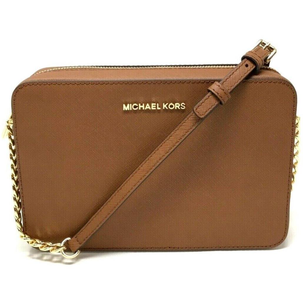 Michael Kors Jet Set EW Crossbody Brown Leather 35T8GTTC9L Gift Bag FS