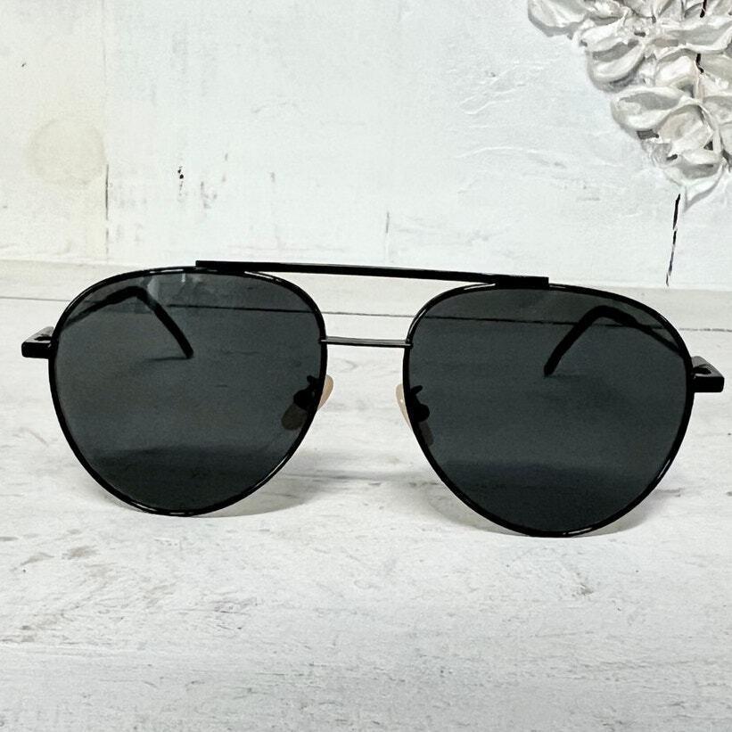 Fendi Air 0222/S 807 IR Black Frame Dark Grey Lens Aviator Sunglasses