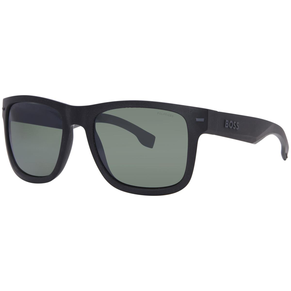 Hugo Boss 1496/S O6W55 Sunglasses Men`s Matte Black/green Rectangle Shape 55mm