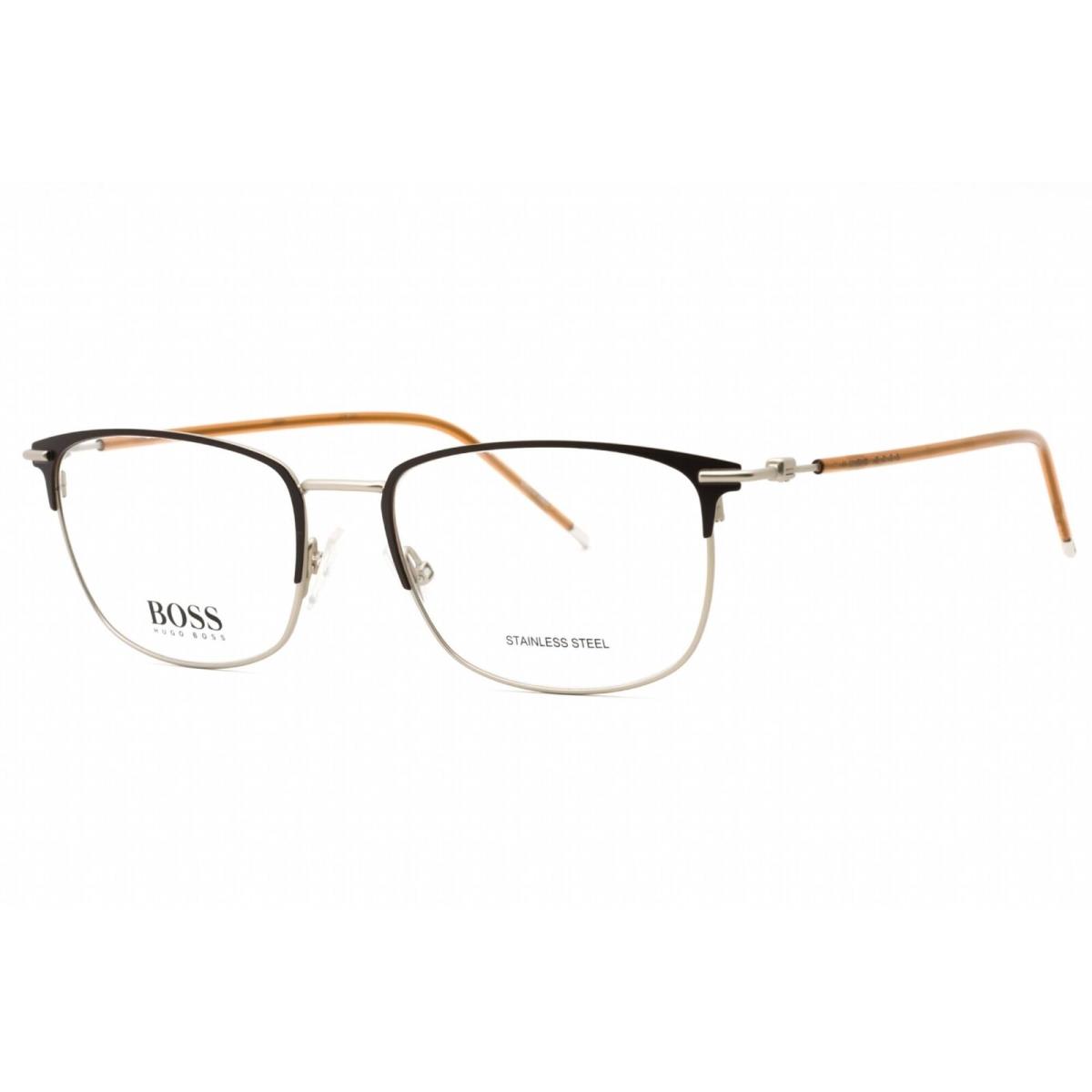 Hugo Boss Men`s Eyeglasses Matte Brown Silver Rectangular Boss 1373 012R 00