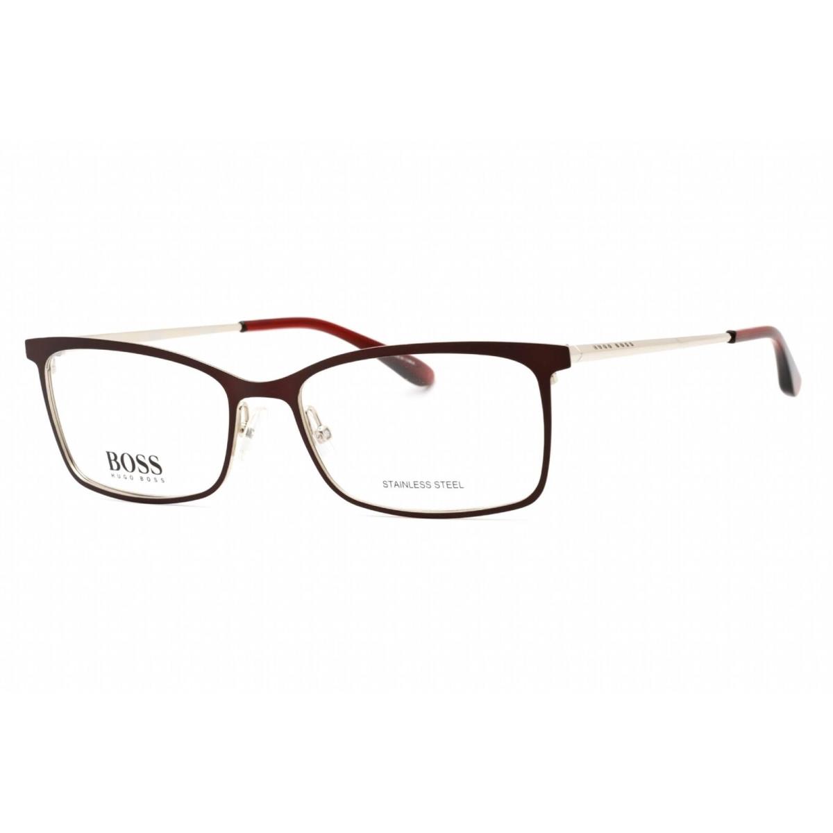 Hugo Boss Women`s Eyeglasses Matte Burgundy Rectangular Frame Boss 1112 07BL 00