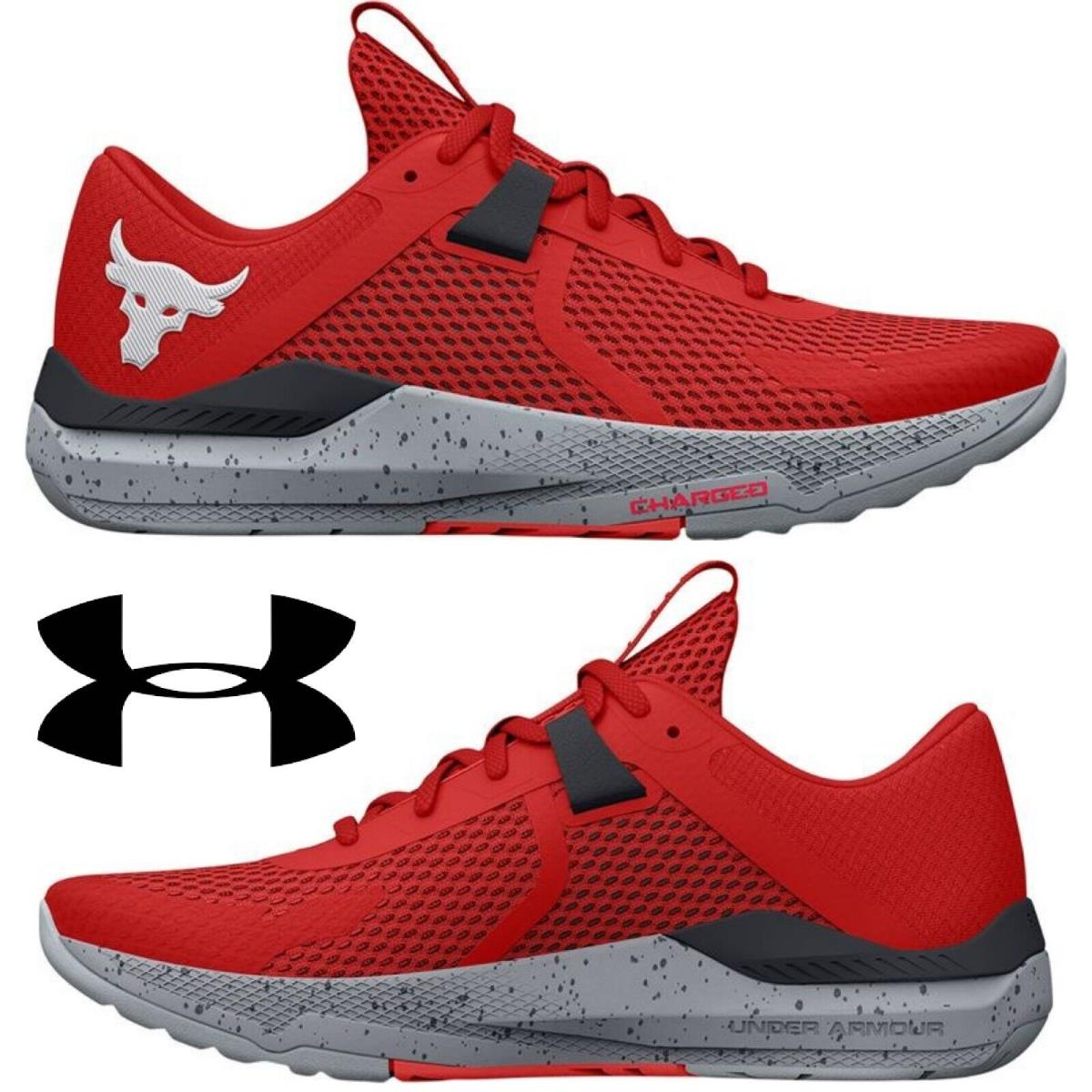 Under Armour Project Rock Bsr 2 Mens Sneakers Running Training Workout Shoes 8.5 - Red, Manufacturer: RED/GREY