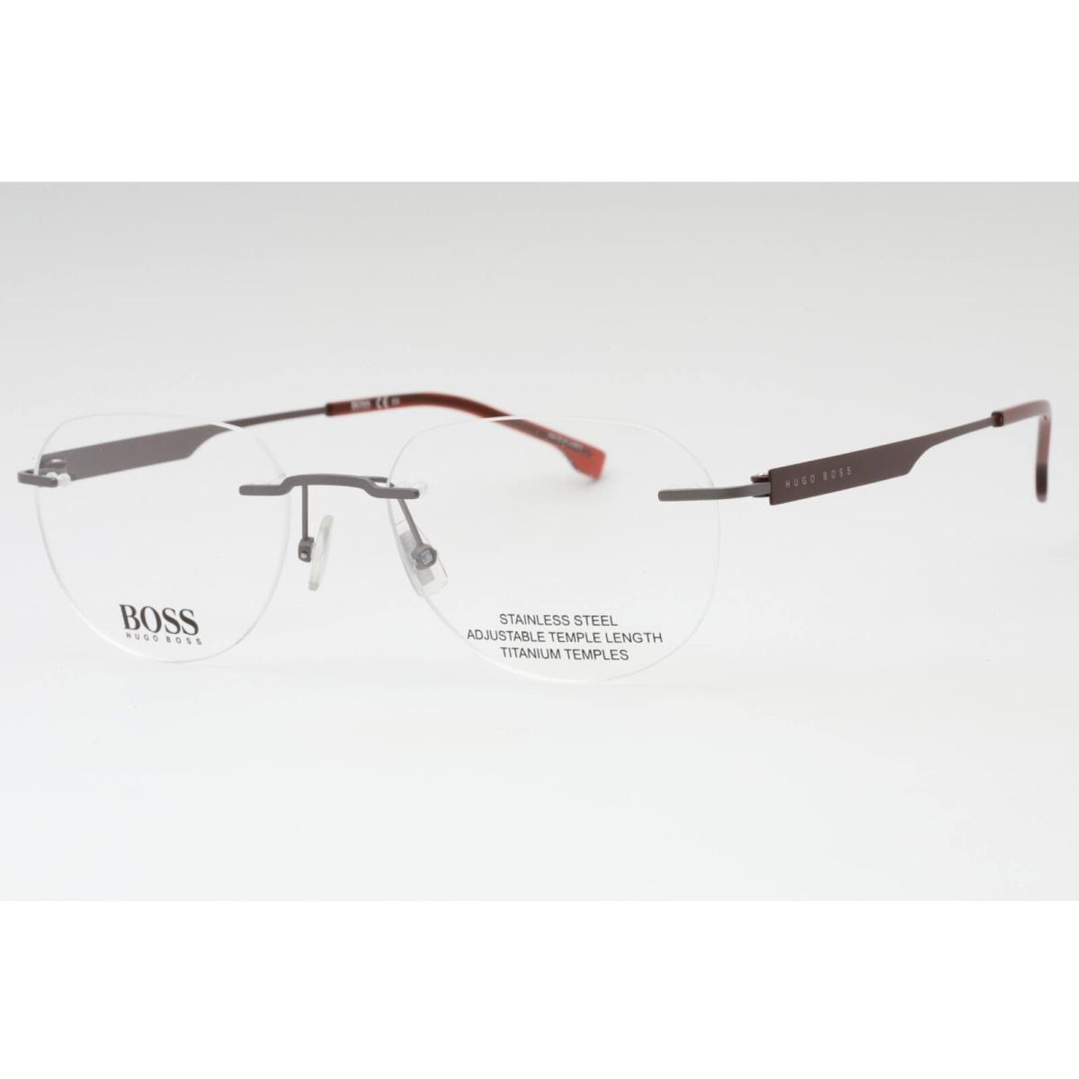 Hugo Boss Men`s Eyeglasses Matte Ruthenium Burgundy Frame Boss 1265/B 0R3Z 00