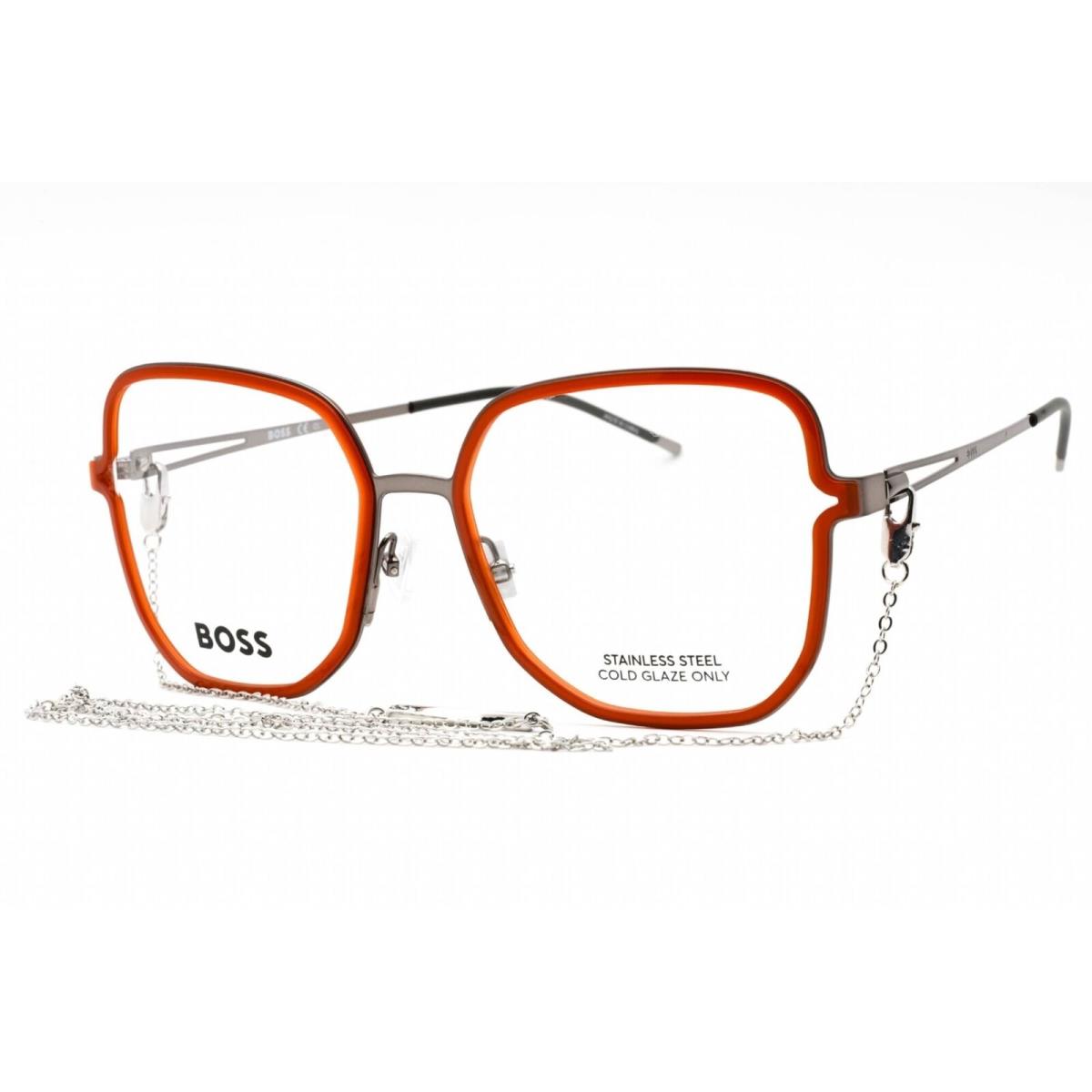 Hugo Boss Women`s Eyeglasses Ruthenium Brown Butterfly Frame Boss 1394 0WIJ 00