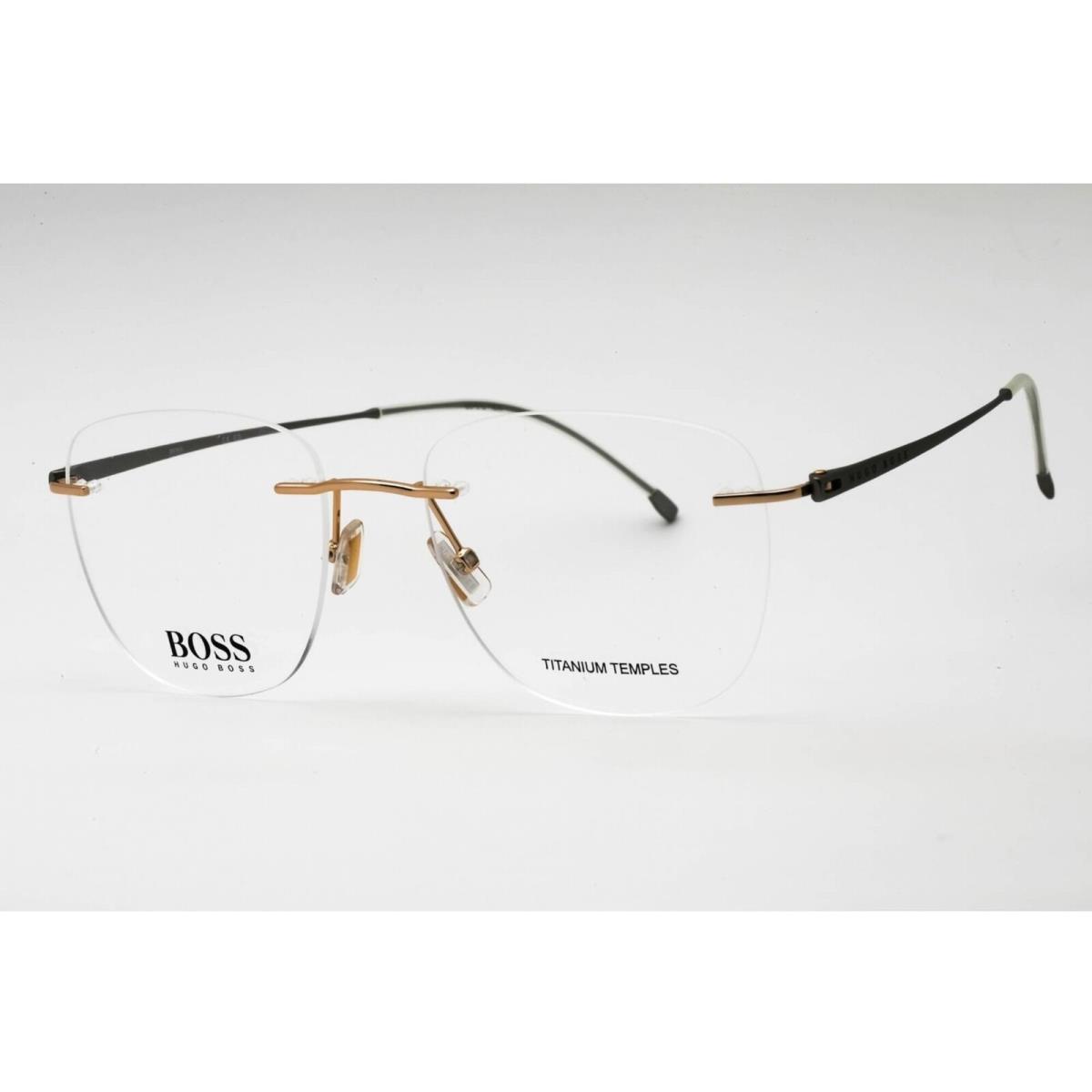 Hugo Boss Men`s Eyeglasses Gold Metal Square Rimless Frame Boss 1266/C 0J5G 00