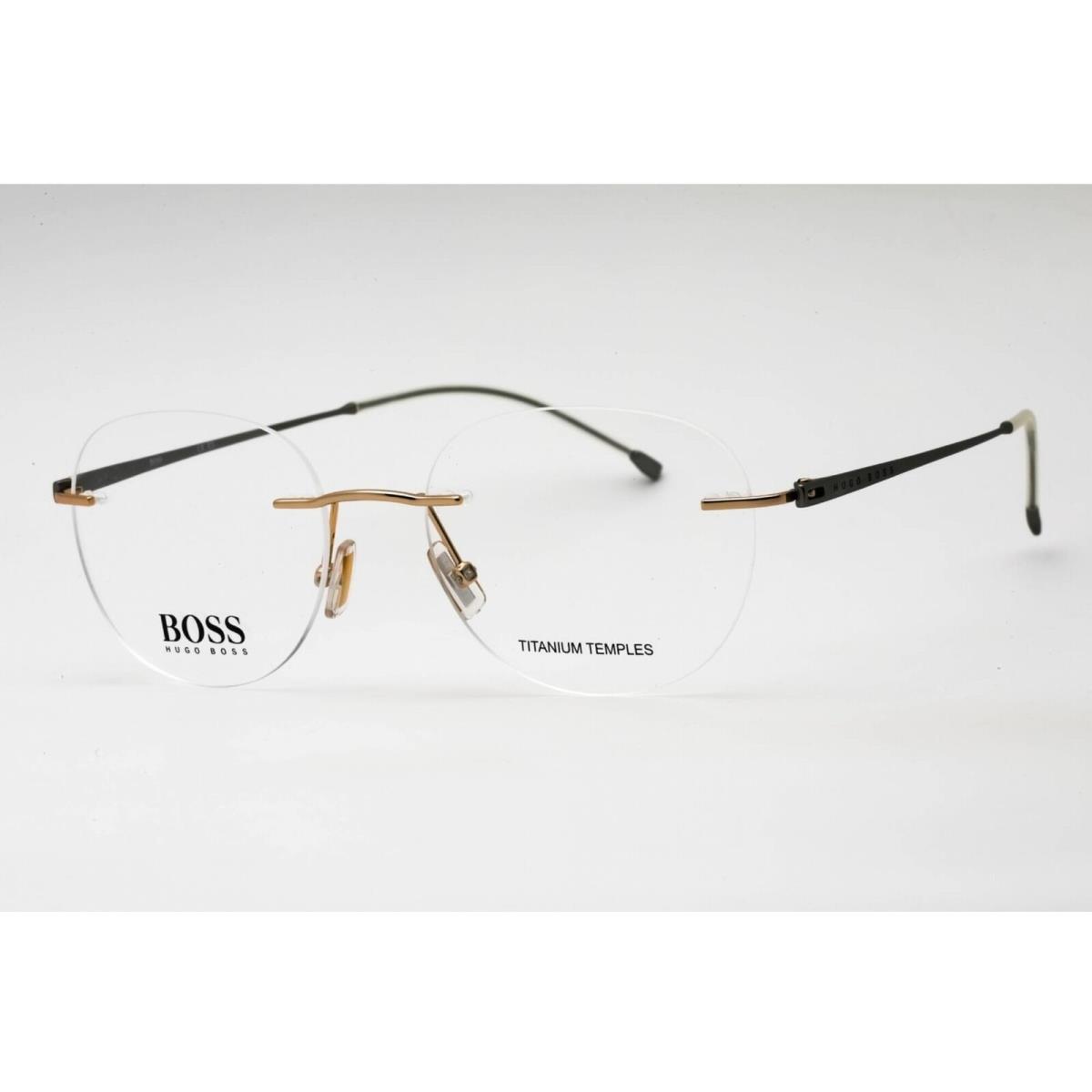 Hugo Boss Men`s Eyeglasses Gold Metal Oval Rimless Frame Boss 1266/D 0J5G 00