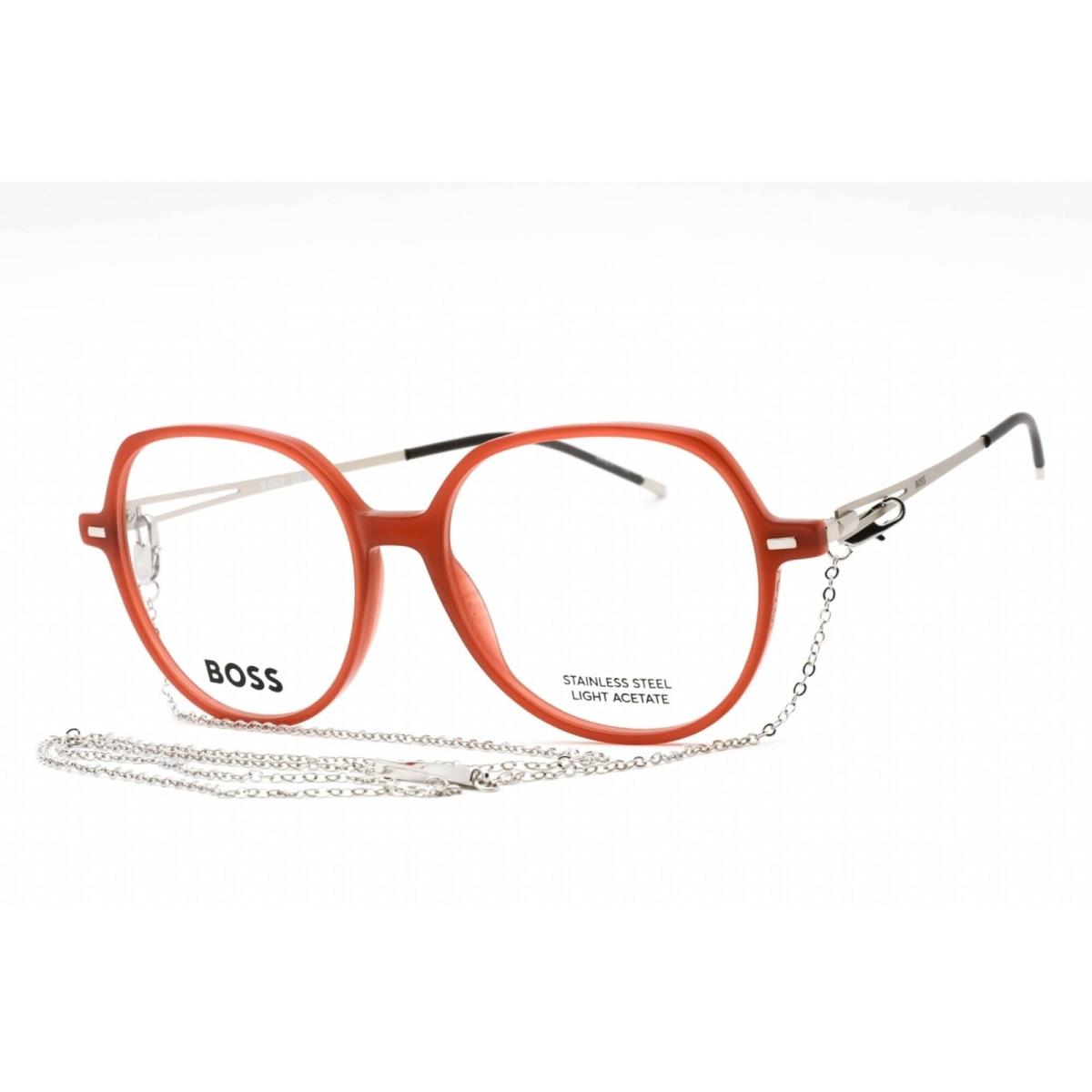 Hugo Boss Women`s Eyeglasses Brick Plastic Butterfly Frame Boss 1391 02LF 00