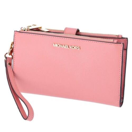 Michael Kors Jet Set Travel Large Double Zip Wristlet Phone Wallet Primrose Pink