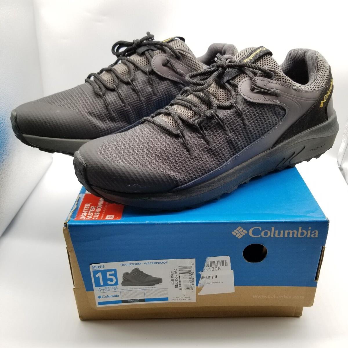 Columbia Men`s Trailstorm Waterproof Low Top Sneakers Size 15 Gray Casual