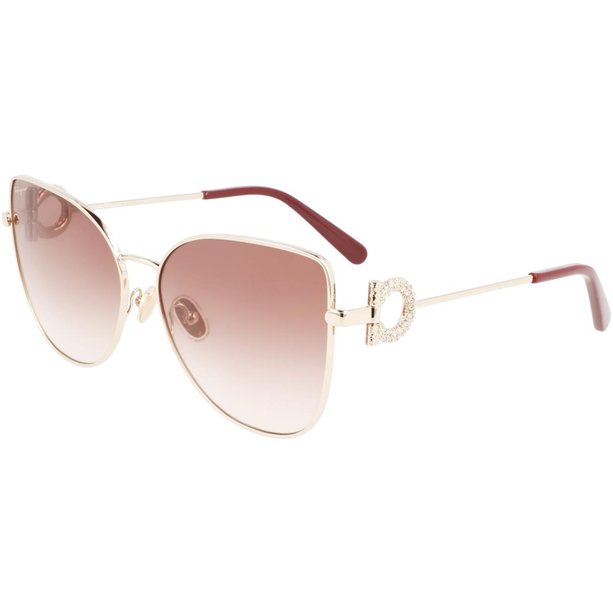 Salvatore Ferragamo Women`s Oversized Cat Eye Sunglasses - SF296SR Italy Gold-Tone/Brown (703)