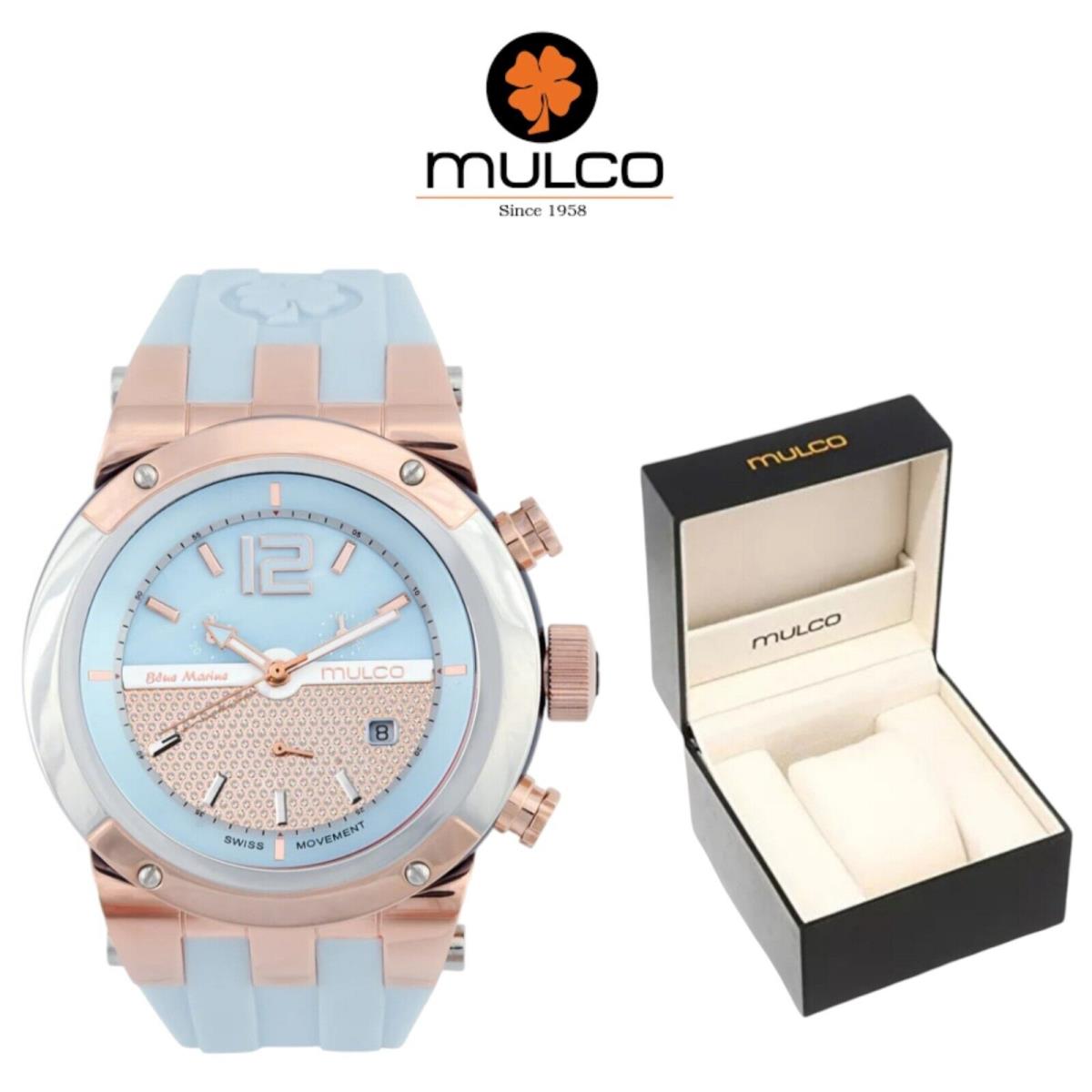 Mulco Blue Marine Chronograph MW5-1621-035 Unixex Watch with Brown Strap Blue