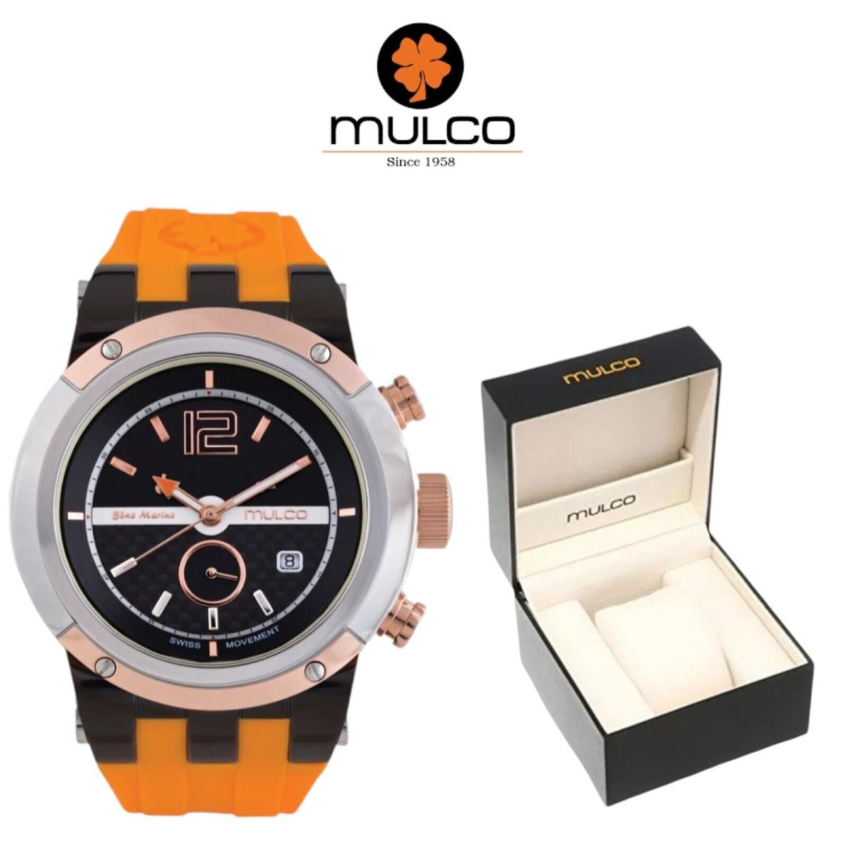 Mulco Blue Marine Chronograph MW5-1621-035 Unixex Watch with Brown Strap Orange