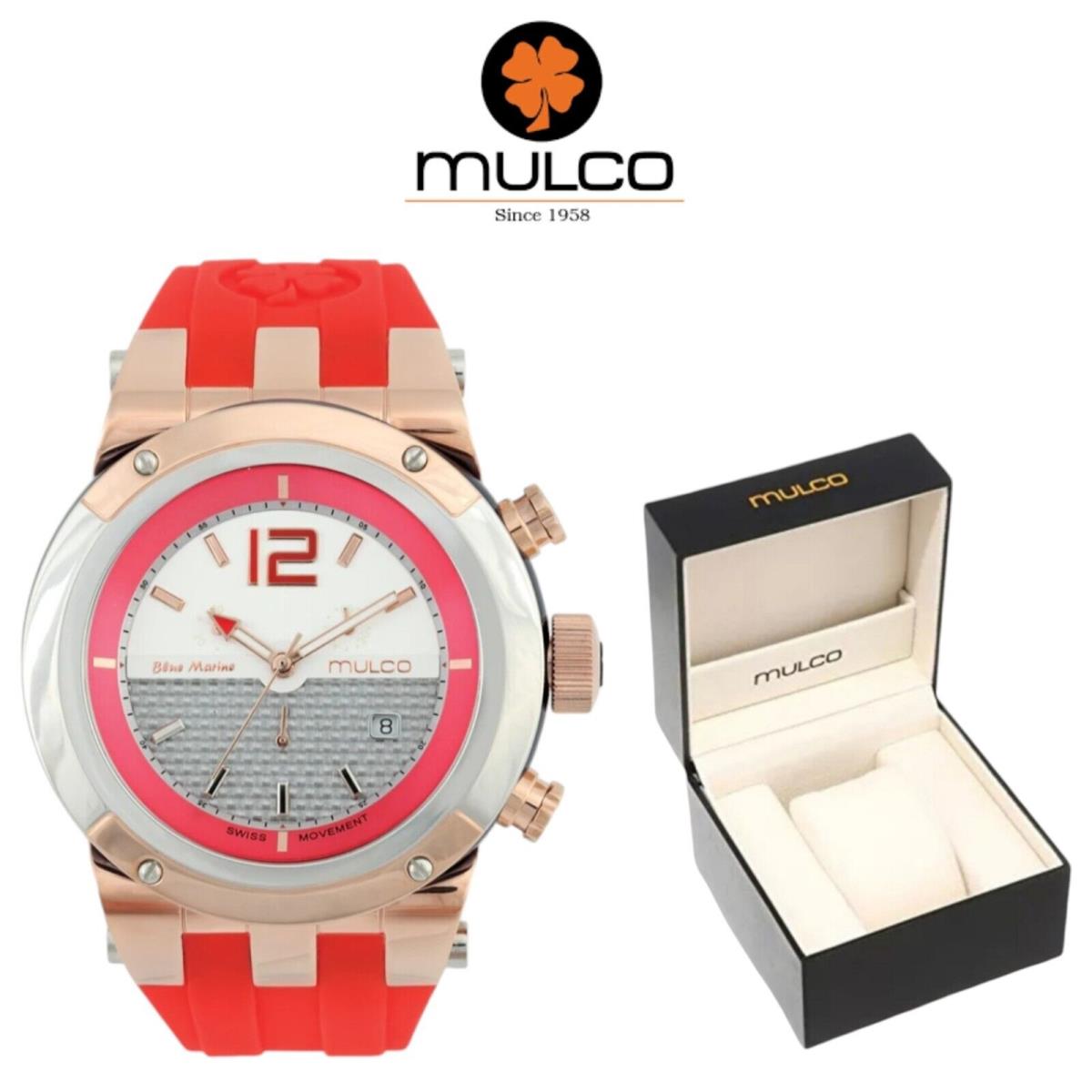 Mulco Blue Marine Chronograph MW5-1621-035 Unixex Watch with Brown Strap Red