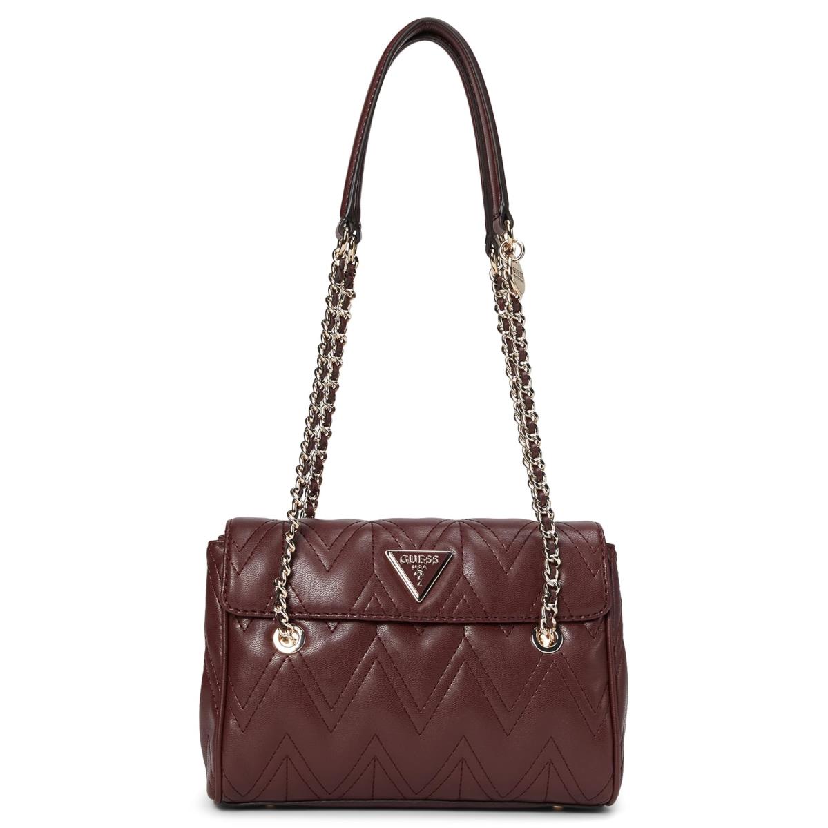 Woman`s Handbags Guess Eda Flap Shoulder Bag Burgundy