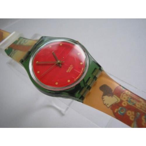 Geisha Elegant Red Gold Asian Themed Ladies/girls Swatch Nib-rare