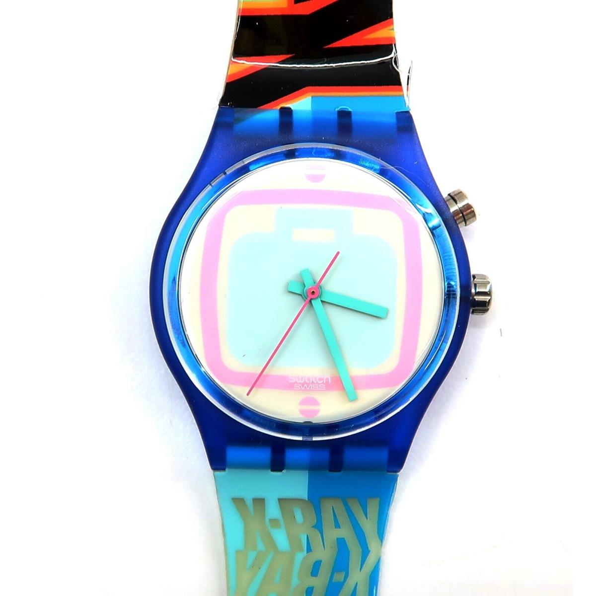 Swatch Loomi Watch X-ray GN902 with Case Papers 1997 Nos Gents Battery