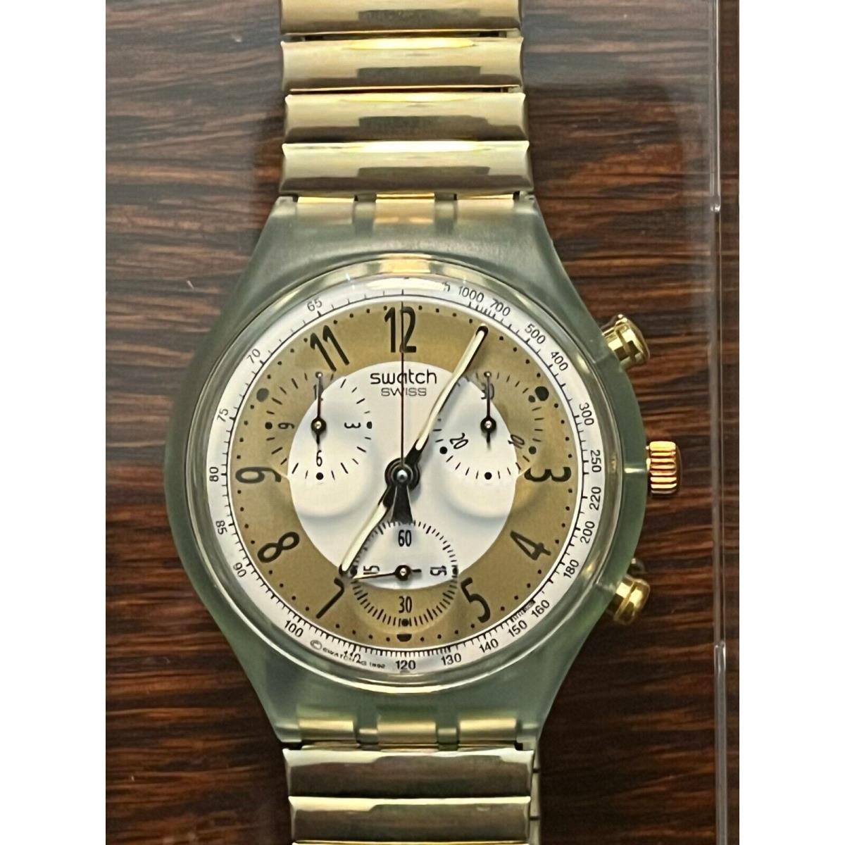 Vintage Swatch 1993 Golden Globe Chronograph SCG100 Flex Metal Band