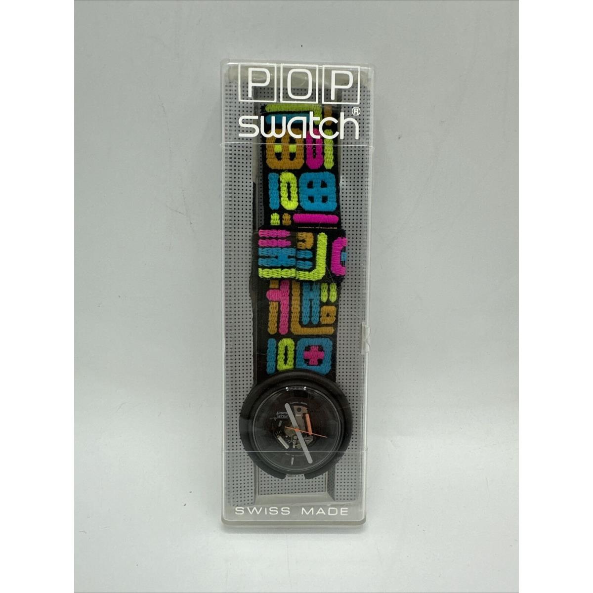 Vintage Swatch Watch Pop Fiesta Unisex Skeleton Aztec Multi Pwbb 117 39mm