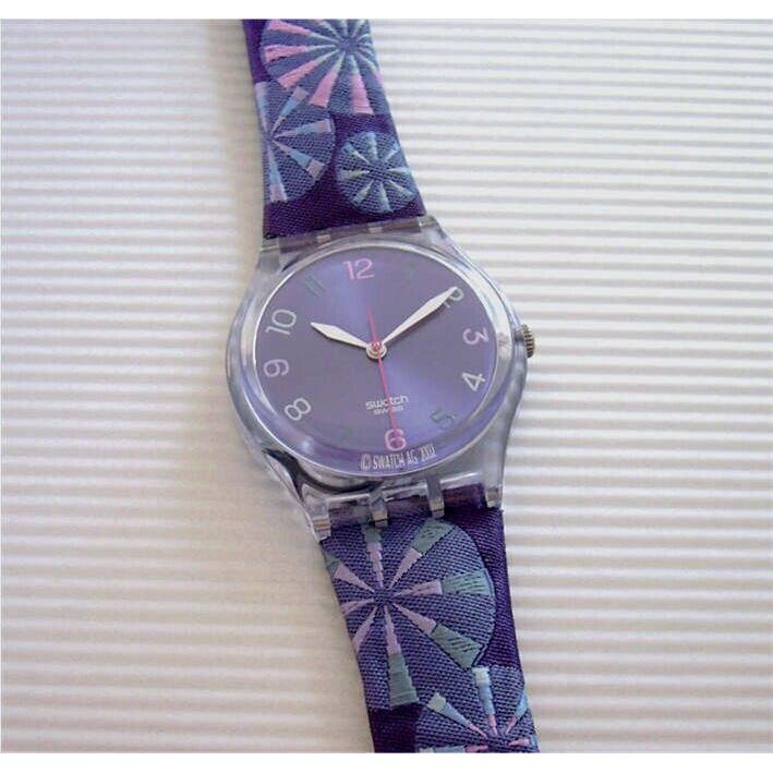 Fleurs D`artifice Swatch with Pinwheel Pattern Leather Band Nib-rare