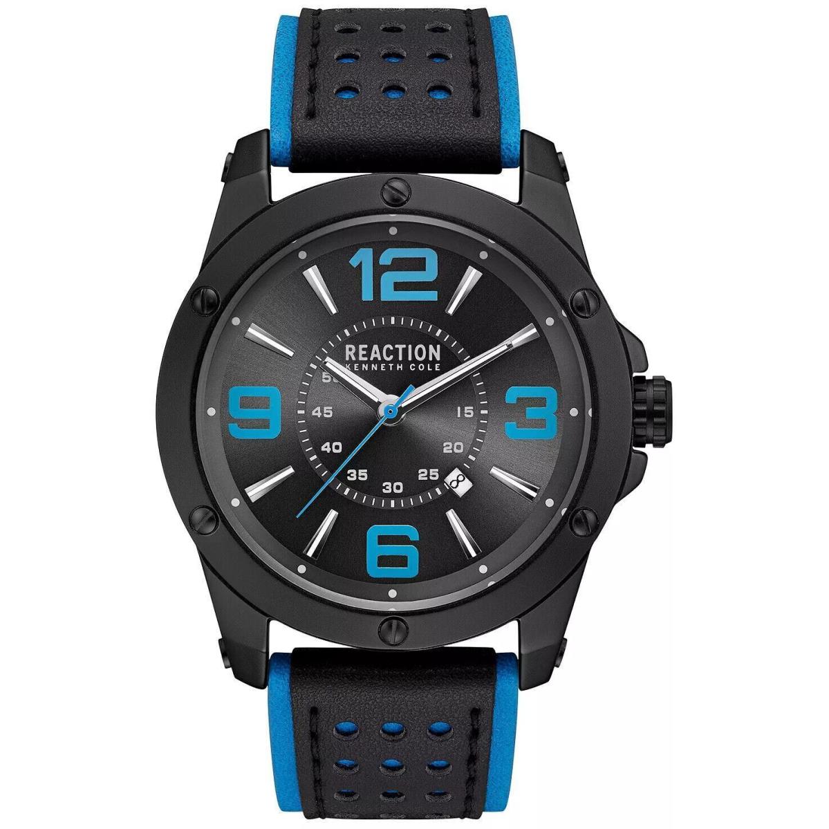 Kenneth Cole Reaction Men`s Turquoise and Black Strap Watch 46mm