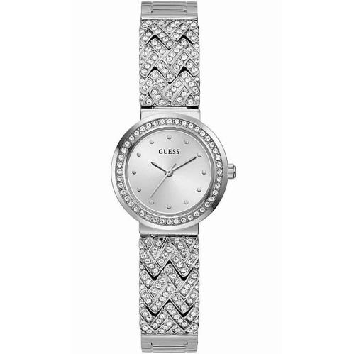 Women`s Guess Steel Elegant 28mm Crystallized Glitz Watch GW0476L1