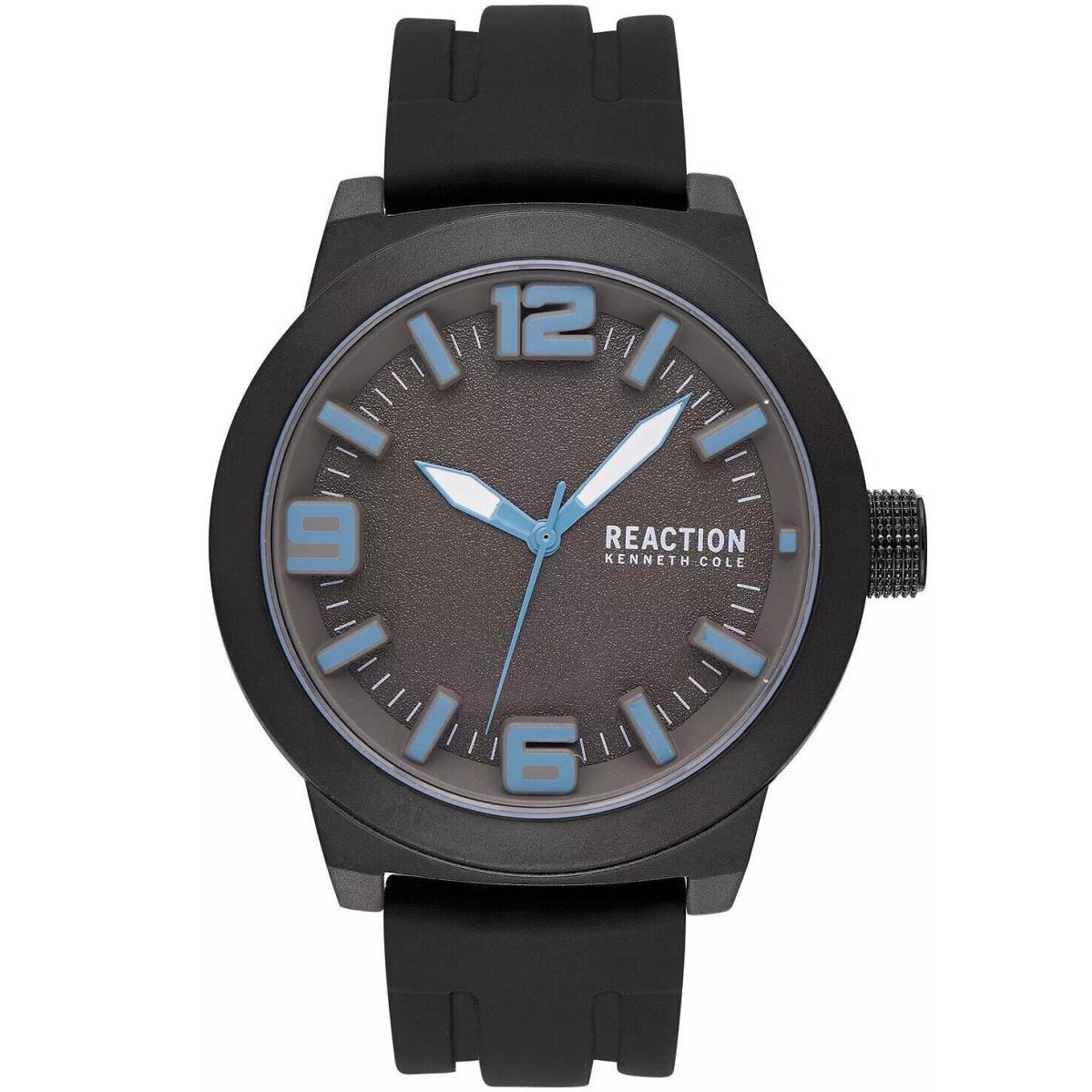 Kenneth Cole Reaction Men`s Watch All Black Sport Watch with Blue Numerals