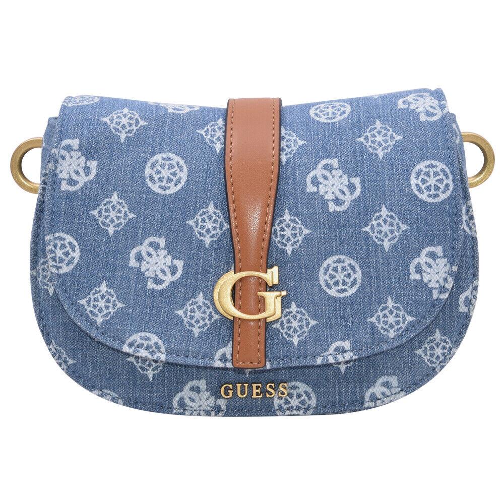 Guess Kuba Mini Women`s Crossbody X-body Flap Handbag Denim Logo