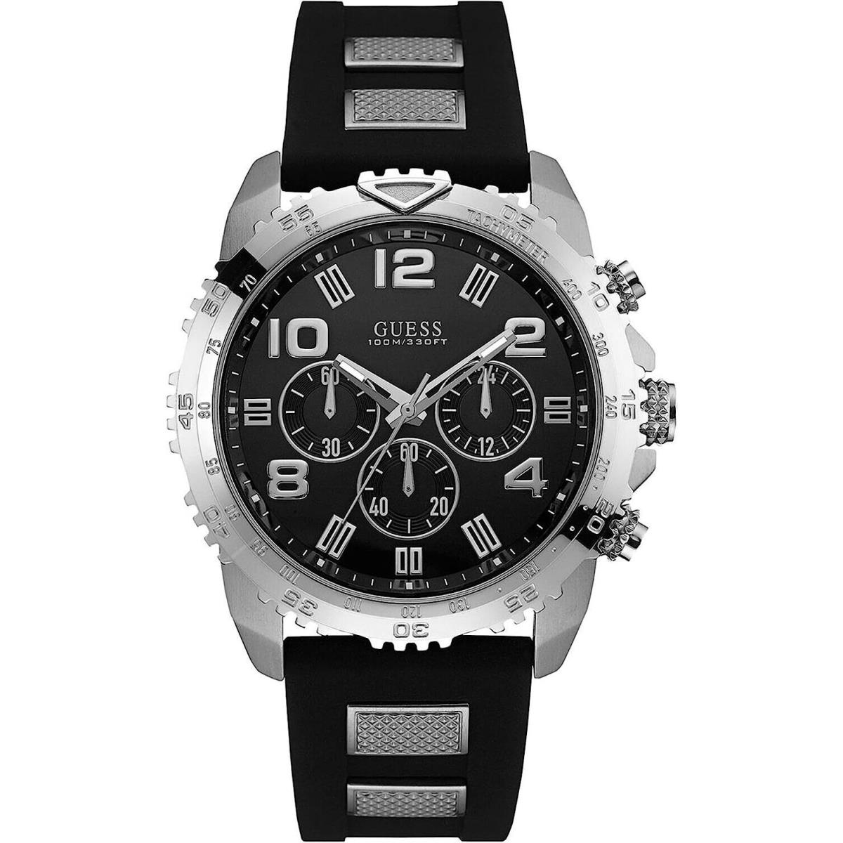 Guess W0599G3 Men`s Chronograph Stainless Steel Case Silicone Strap