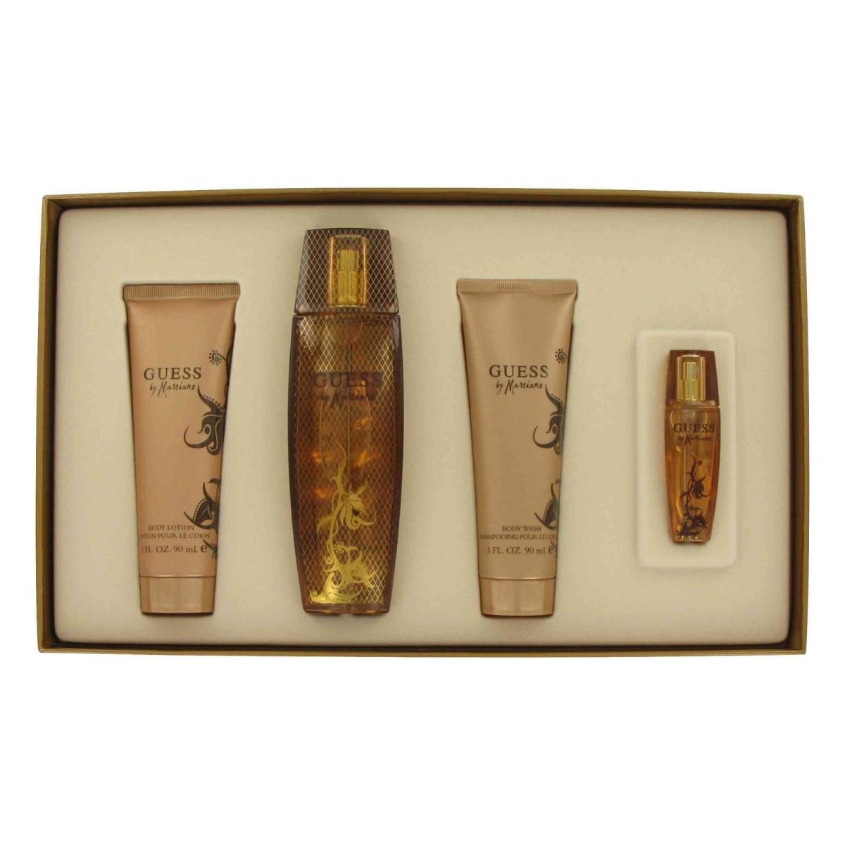 Guess Marciano Gift Set For Women 4 PC 3.4oz Edp 3 oz Lotion Wash Scuffed