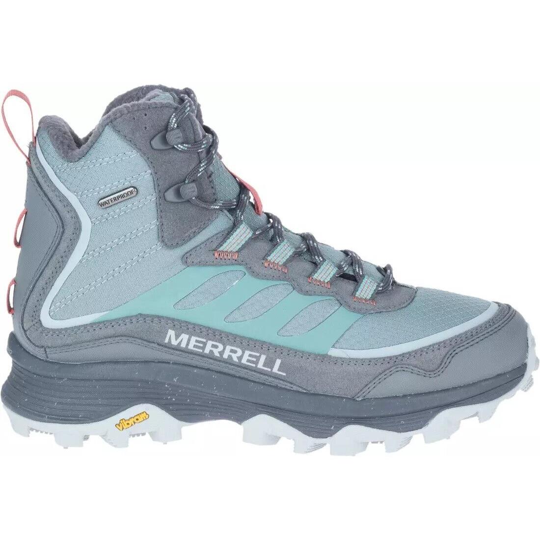 Merrell Womens Moab Speed Thermo Waterproof Mid Hiking Lace Up Boots 9.5 - Monument Teal & Grey