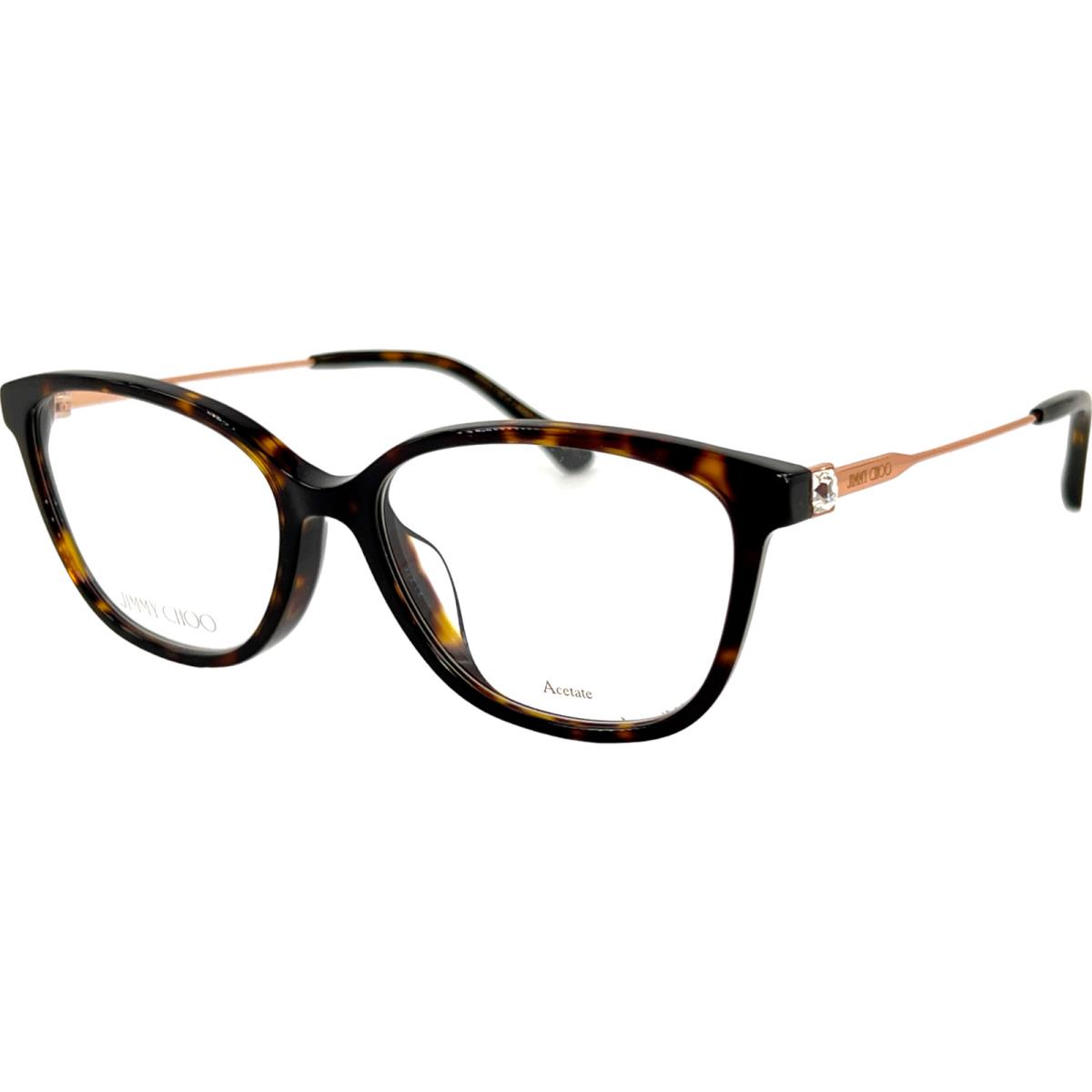 Jimmy Choo JC325F Womens Plastic Eyeglass Frame 086 Havana 53-16 Italy w Case