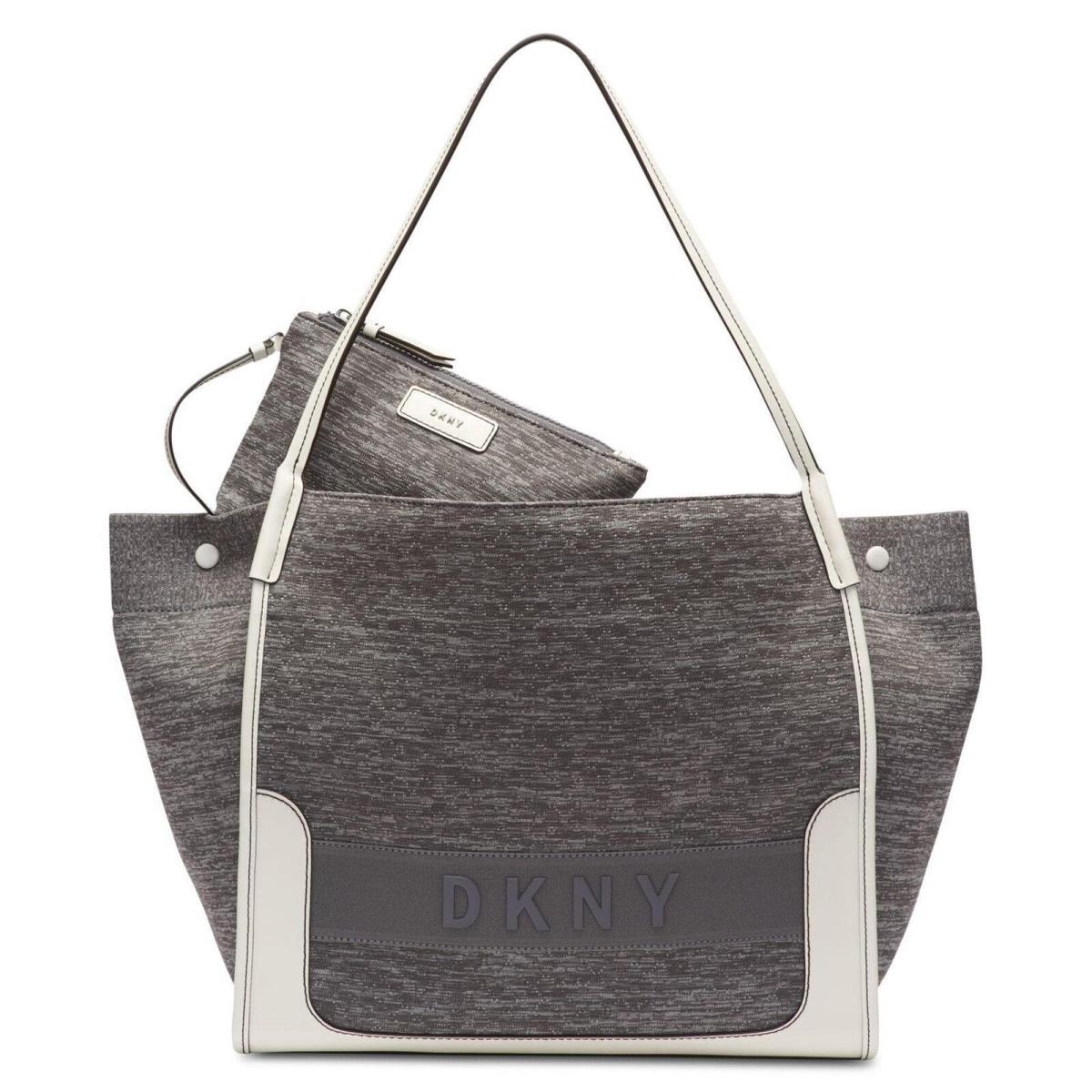 Dkny Gray Marled Ebony Knitted Large EW Top Handle Tote Handbag