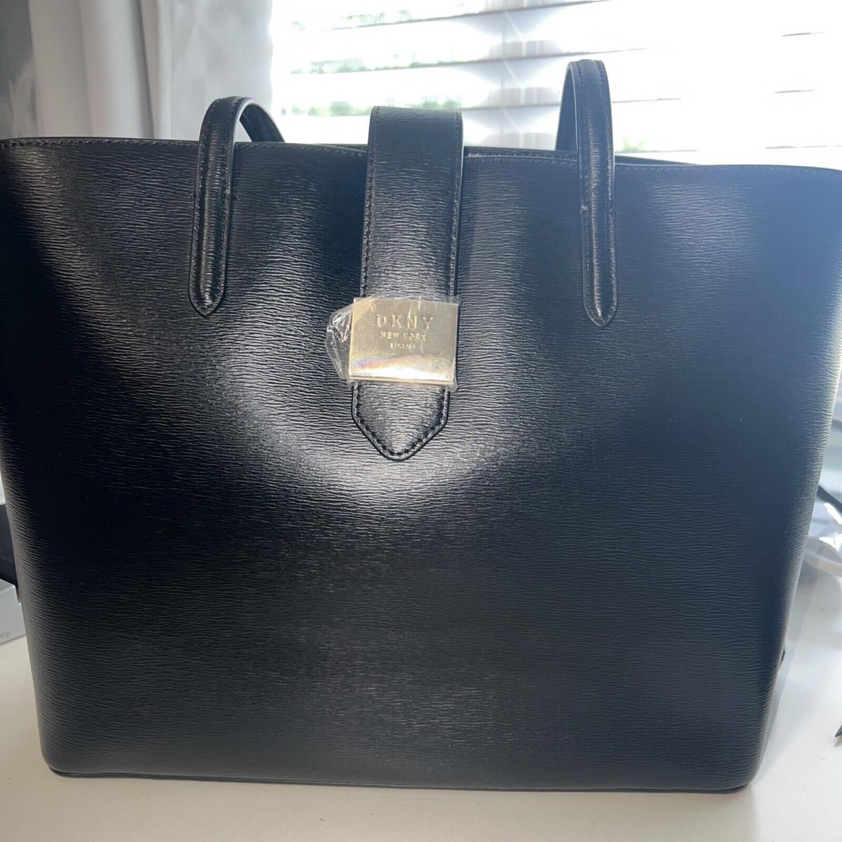 Dkny Layla Leather Large Black Tote Shoulder Bag