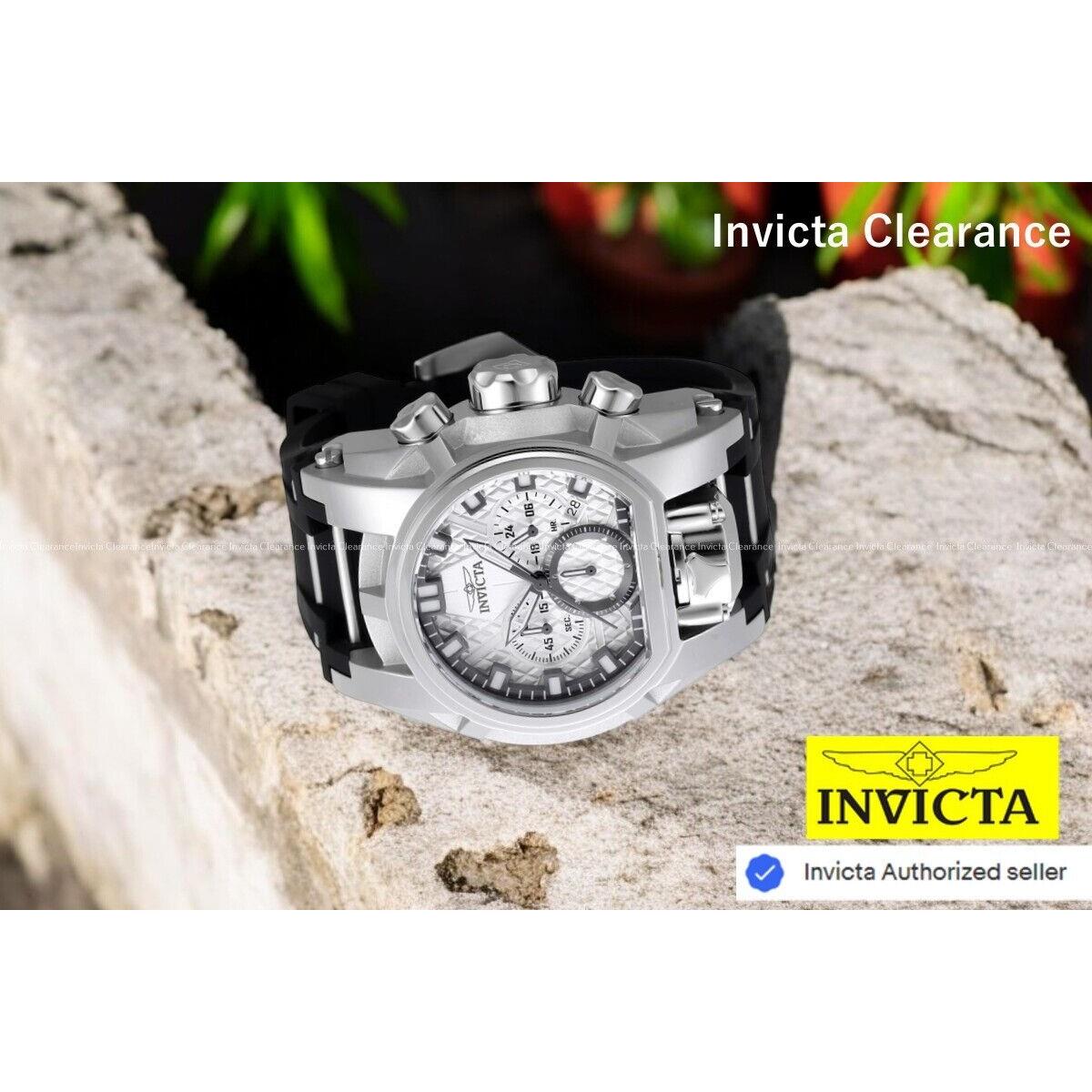 Invicta Men`s Watch Bolt Zeus Magnum Chronograph Silver and Black Silicone Watch - Dial: Gunmetal, Silver, Band: Black, Silver, Bezel: Silver