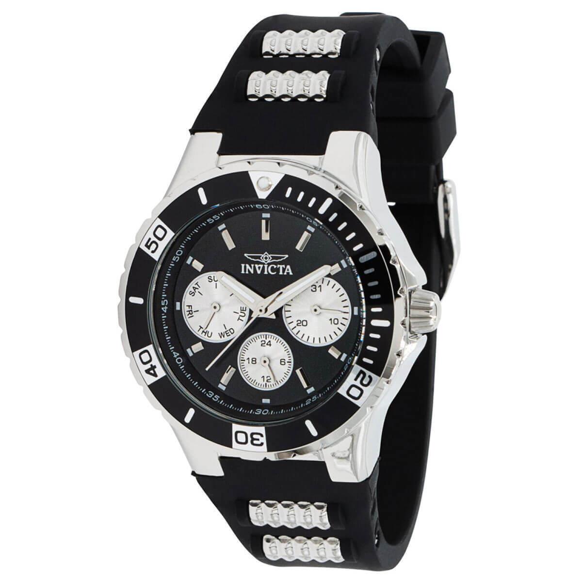 Invicta Women`s Watch Aviator Chronograph Black and Silver Tone Strap 37316