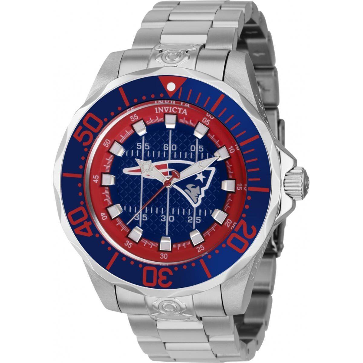 Invicta Men`s Watch Nfl England Patriots Dial Stainless Steel Bracelet 42127