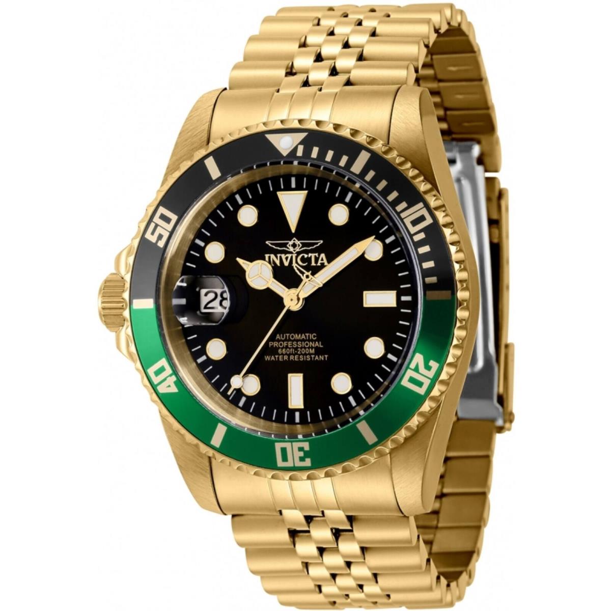 Invicta Men`s Left Handed Watch Pro Diver Green Black Bezel Bracelet 43985