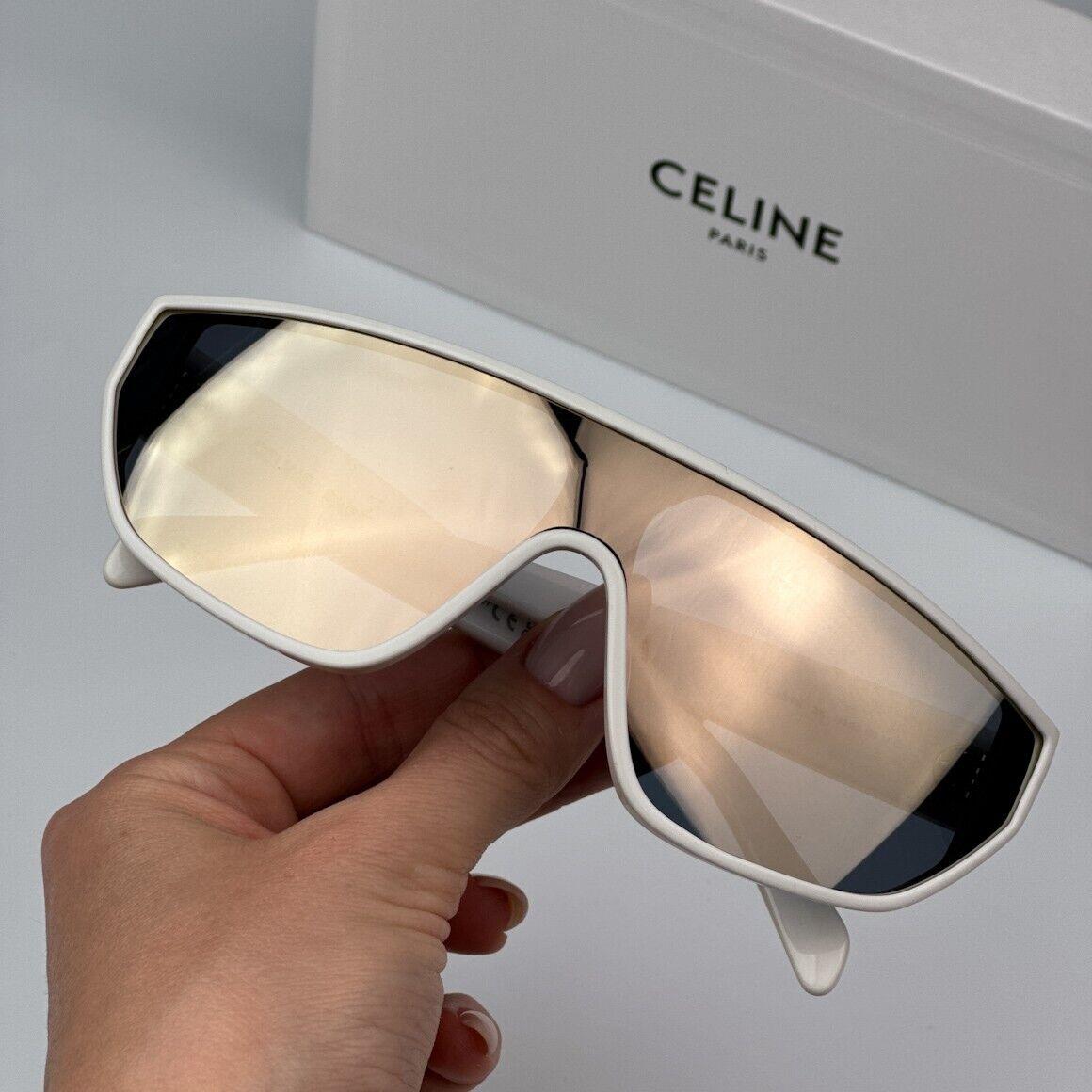 Celine CL40195I 25C Ivory Silver Mirror Shield Mask Unisex Sunglasses CL 401