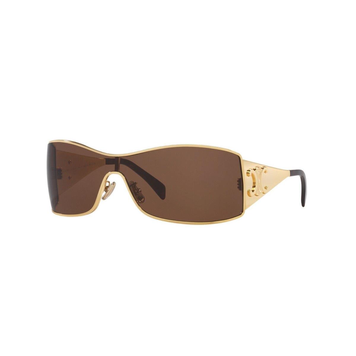 Celine CL40283U 30E Triomphe Metal Sunglasses Gold Frame Brown Shield