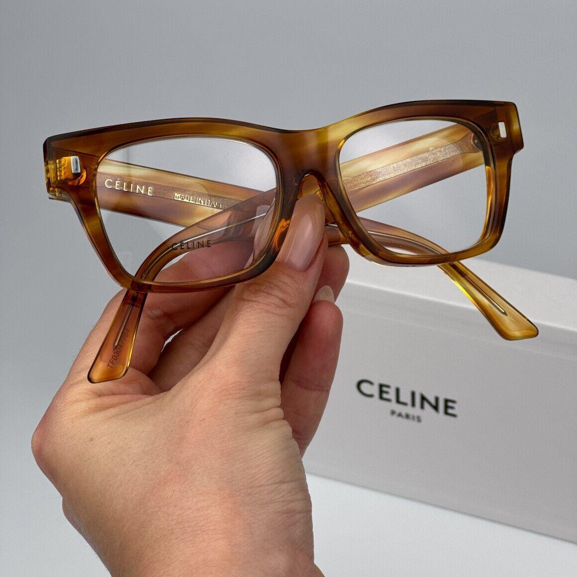 Celine CL50011F 056 Striped Havana Square Women Eyeglasses CL 50011F