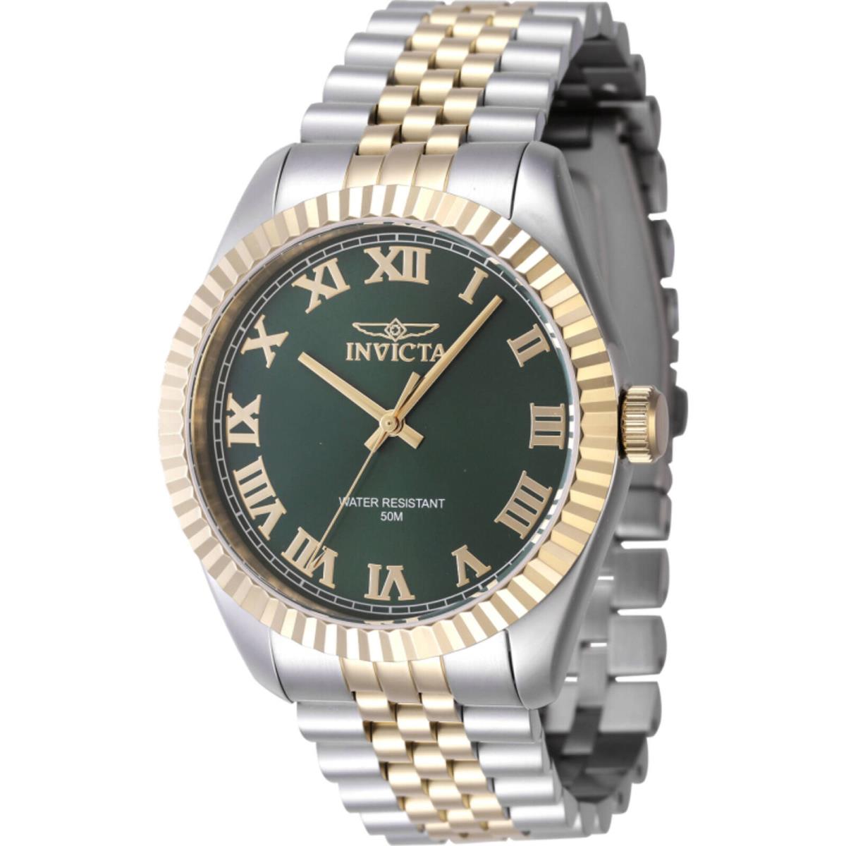 Invicta Men`s Watch Specialty Quartz Green Dial Two Tone Steel Bracelet 47403