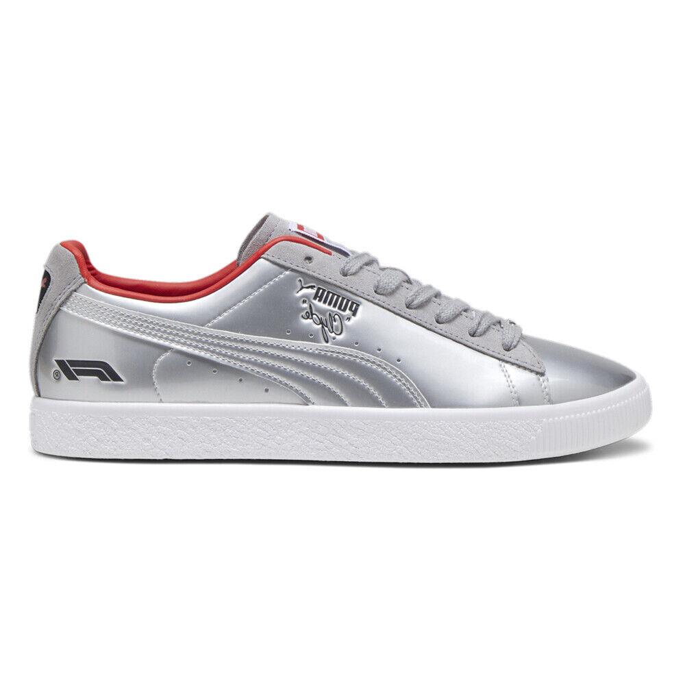 Puma F1 Clyde Vegas Metallic Lace Up Mens Silver Sneakers Casual Shoes 30828601