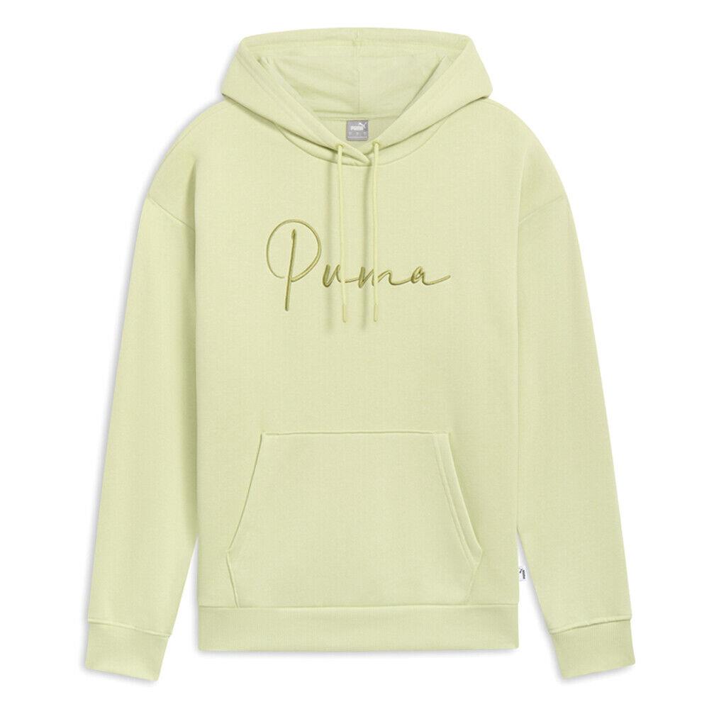 Puma Tonal Script Pullover Hoodie Womens Green Casual Outerwear 68440137