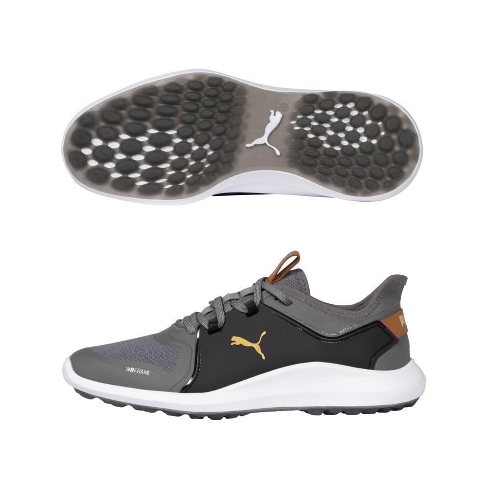 Puma Ignite FASTEN8 Wide Golf Shoes 194864 Pwrstrap Fit System +color - Quiet Shade/Gold/Black