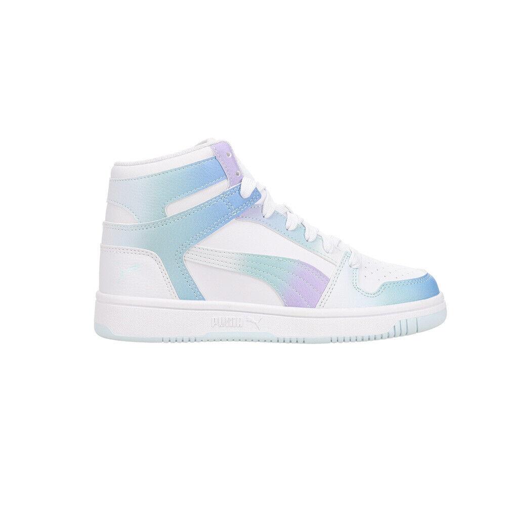 Puma Rebound Layup Sl Euphoria High Top Youth Girls Blue White Sneakers Casual - Blue, White