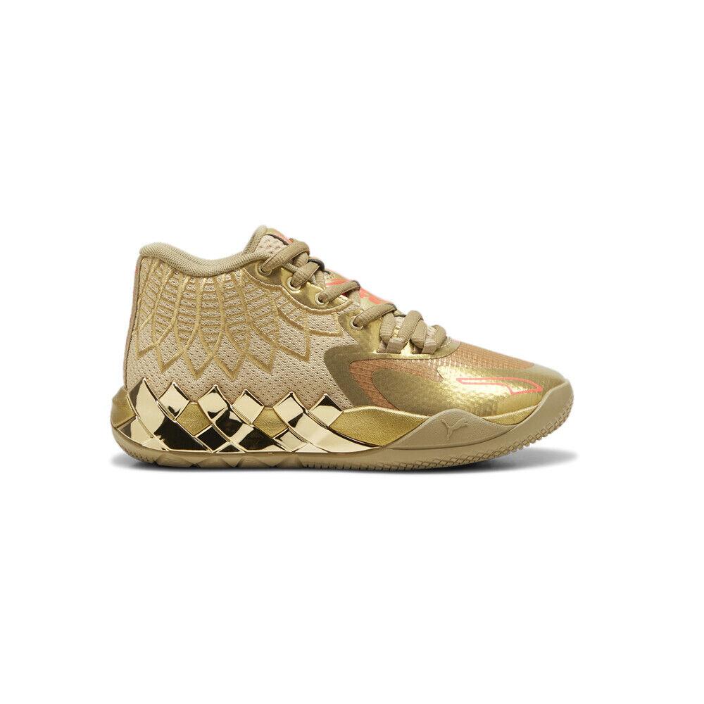 Puma Mb.01 Golden Child Lace Up Basketball Youth Boys Gold Sneakers Athletic Sh - Gold