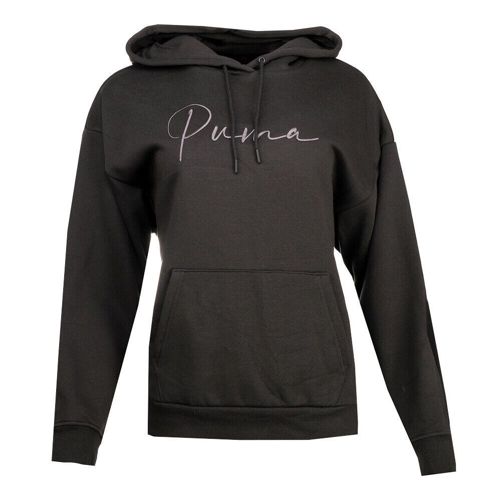 Puma Tonal Script Pullover Hoodie Womens Black Casual Outerwear 68440101