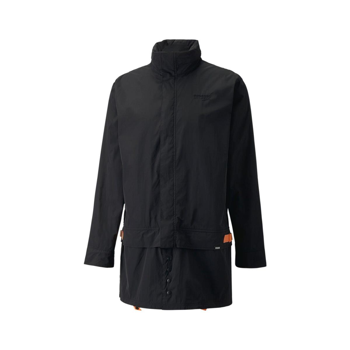 Puma Men`s Black Top Of The Key Basketball Adjustable Length Long Jacket - Black, Detailed: Black